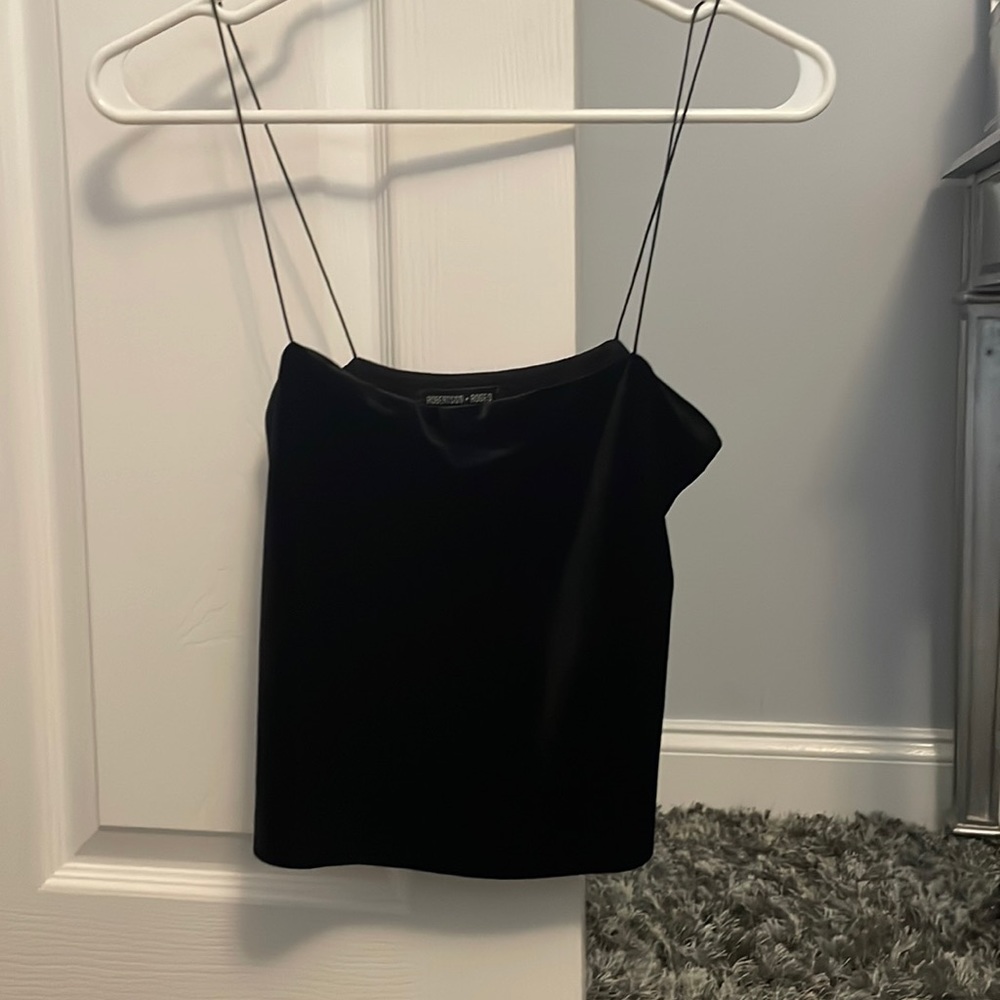 cropped velvet bodycon black tank